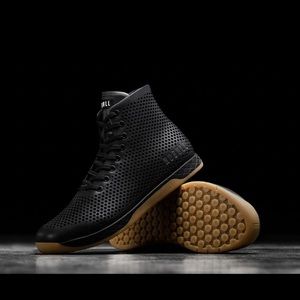 Black leather high top no bull trainers